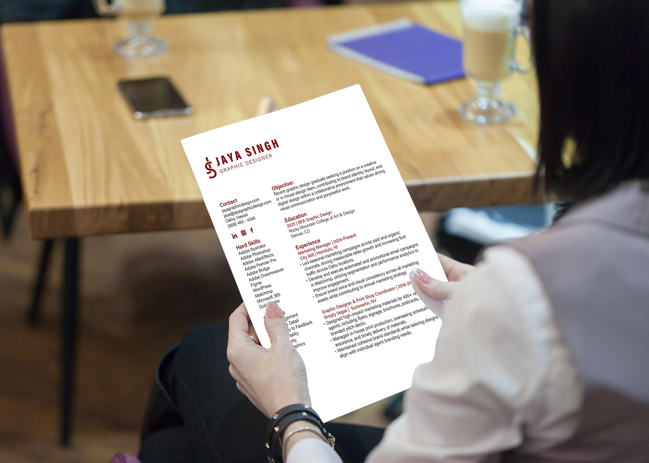 Holding Resume Mockup